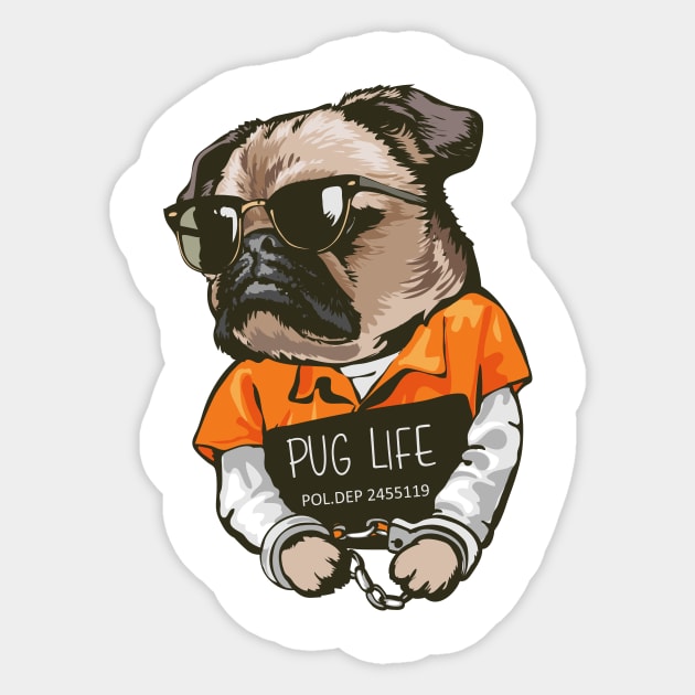 Pug Life Convict Mugshot Sticker by nissiu